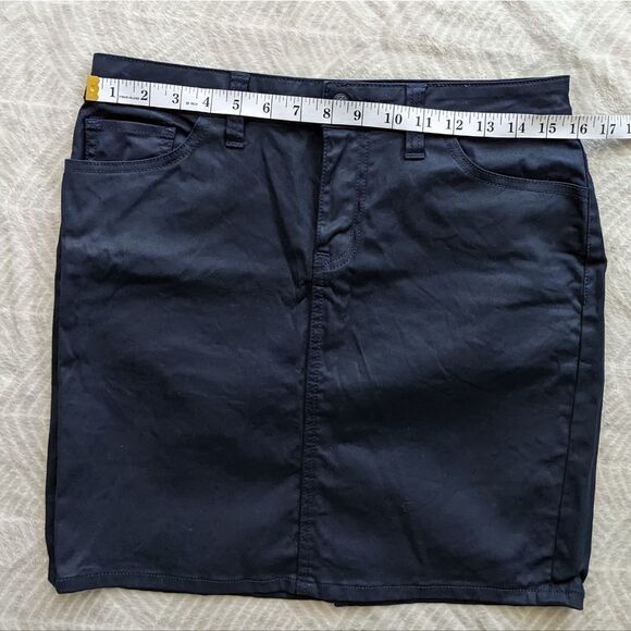 TOMMY Hilfiger Navy Waxed Cotton Mini Skirt Size 6 @c1 - Picture 2 of 15